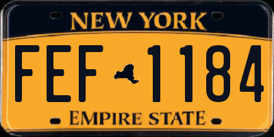 NY license plate FEF1184