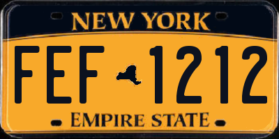 NY license plate FEF1212