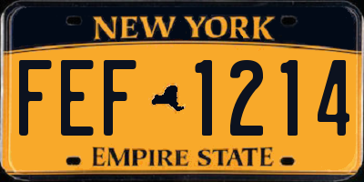 NY license plate FEF1214