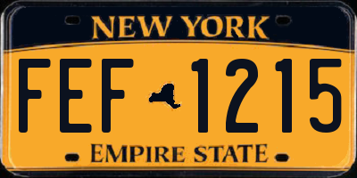 NY license plate FEF1215