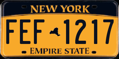 NY license plate FEF1217