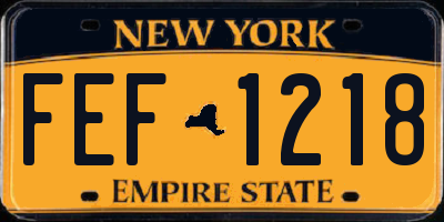 NY license plate FEF1218