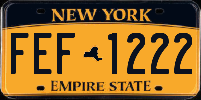 NY license plate FEF1222