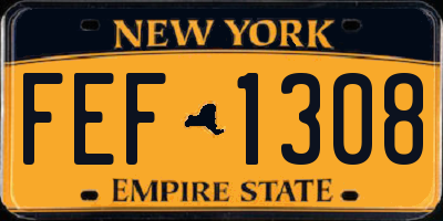 NY license plate FEF1308