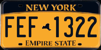 NY license plate FEF1322