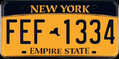 NY license plate FEF1334