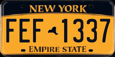 NY license plate FEF1337