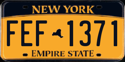 NY license plate FEF1371
