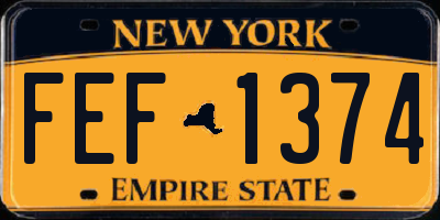 NY license plate FEF1374