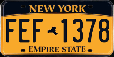 NY license plate FEF1378