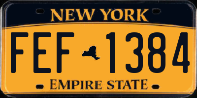 NY license plate FEF1384