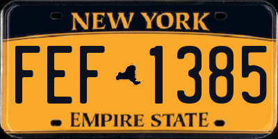 NY license plate FEF1385