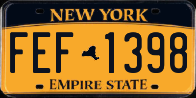 NY license plate FEF1398