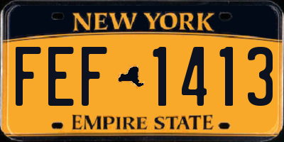 NY license plate FEF1413
