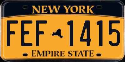 NY license plate FEF1415