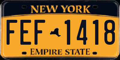 NY license plate FEF1418