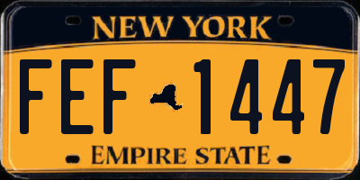 NY license plate FEF1447
