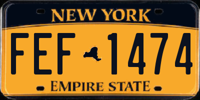 NY license plate FEF1474