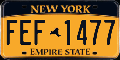 NY license plate FEF1477
