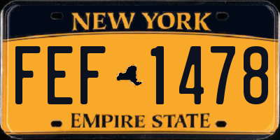 NY license plate FEF1478