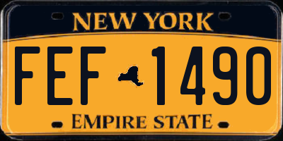 NY license plate FEF1490
