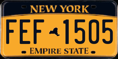 NY license plate FEF1505