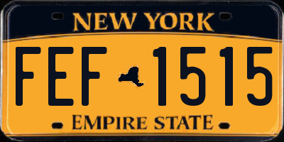 NY license plate FEF1515