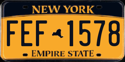 NY license plate FEF1578