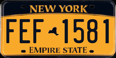 NY license plate FEF1581