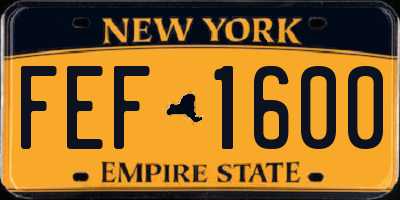 NY license plate FEF1600