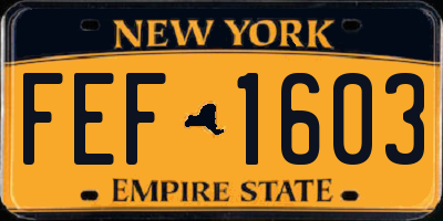 NY license plate FEF1603