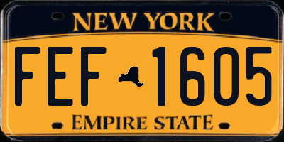 NY license plate FEF1605