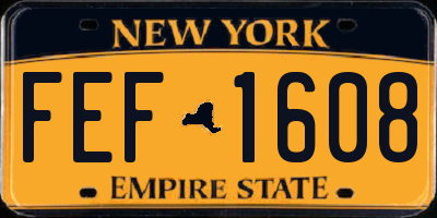 NY license plate FEF1608