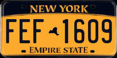 NY license plate FEF1609