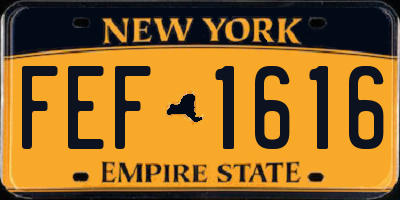 NY license plate FEF1616