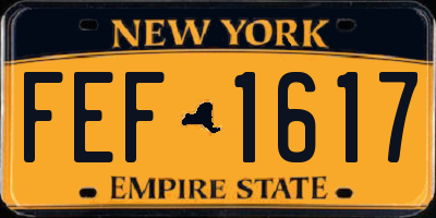 NY license plate FEF1617