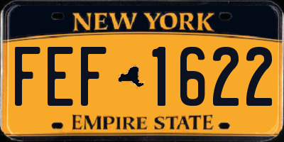 NY license plate FEF1622