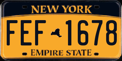 NY license plate FEF1678