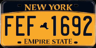 NY license plate FEF1692
