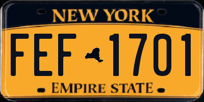 NY license plate FEF1701
