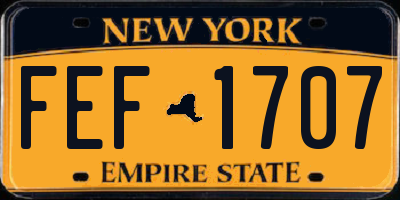 NY license plate FEF1707