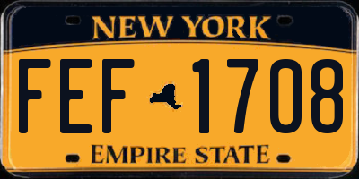 NY license plate FEF1708