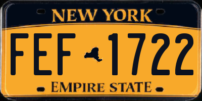 NY license plate FEF1722