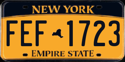 NY license plate FEF1723