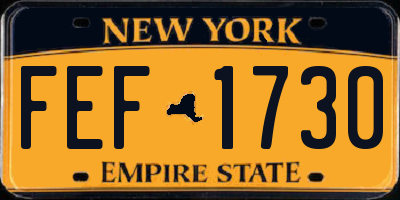 NY license plate FEF1730