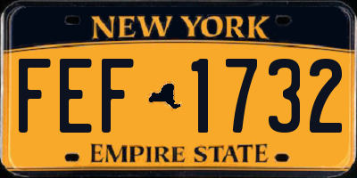 NY license plate FEF1732