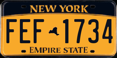 NY license plate FEF1734