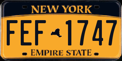 NY license plate FEF1747