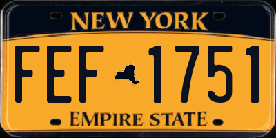 NY license plate FEF1751