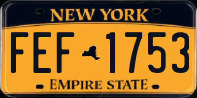 NY license plate FEF1753